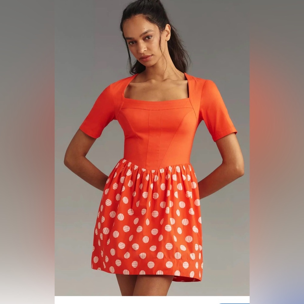 Maeve By Anthropology Short-Sleeve Square-Neck Mini Dress